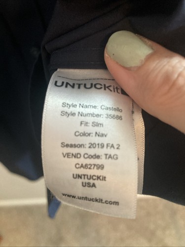 Camicia uomo UNTUCKit manica lunga con bottoni 2XL cotone antirughe vestibilità slim - Foto 4 di 8