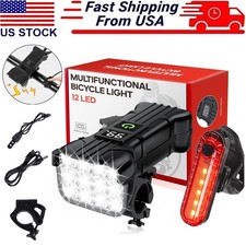 USB Rechargeable LED Bike Light Set Front and Rear Waterproof Cycling Lamp Horn
