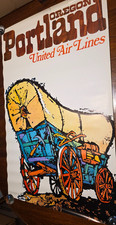 Original vintage travel Poster United Airlines Portland Oregon 40" X 25" 1969