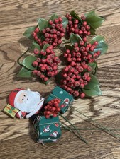 Vintage Christmas Berry Santa Present Craft Picks Lot