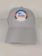 PGA Jr League Golf Hat Youth Kids Gray White Mesh Performance Cap Adjustable