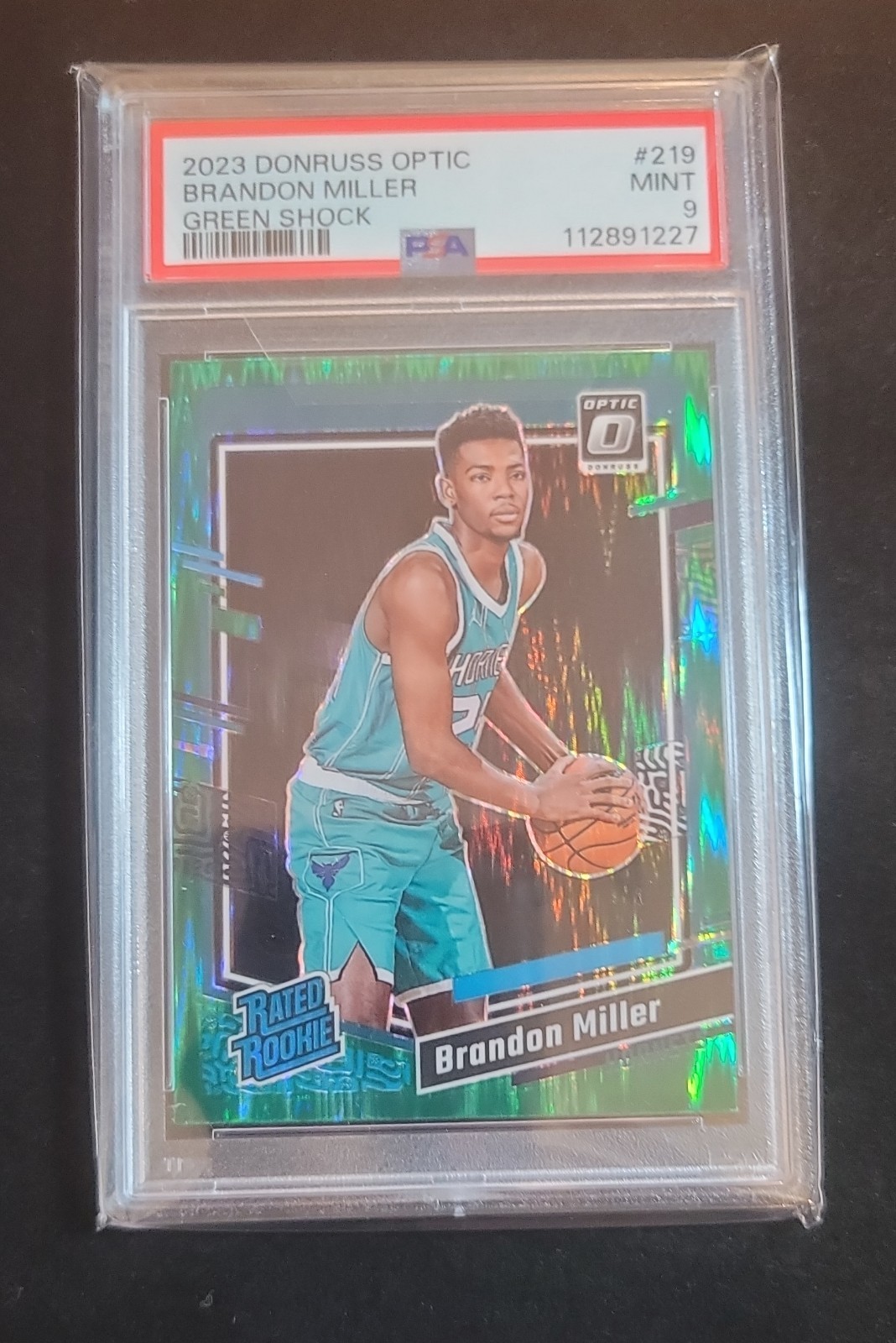 2023-24 Donruss Optic - Rated Rookie Brandon Miller #219 Green Shock Prizm (RC)