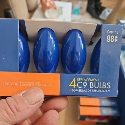 holiday wonderland replacement C9 bulbs Blue 1 box of 4 bulbs