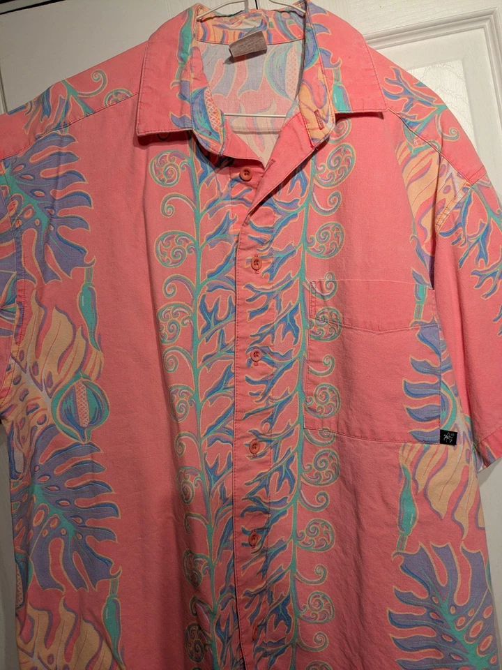 De colección. Camisa Hawaiana OP Ocean Pacific Para Hombres M Rosa Tropical Aloha Camp Coral EE. UU. Foto 3 de 4