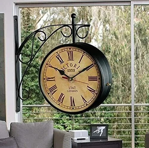 Victoria Station Reloj Doble Cara Ferrocarril Reloj de Pared Decoración del Hogar y Regalo Foto 3 de 4