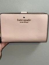 Kate Spade Leila Medium Compact Bifold Wallet Leather Bright Carnation Pink