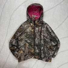 Vintage Real Tree Xtra Women's Pink Camo Hunting Full Zip Bomber Jacket XL