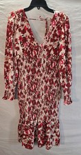 70/21 Women's Size Large Floral Smocked Long Sleeve V-Neck Dress New with Tags 