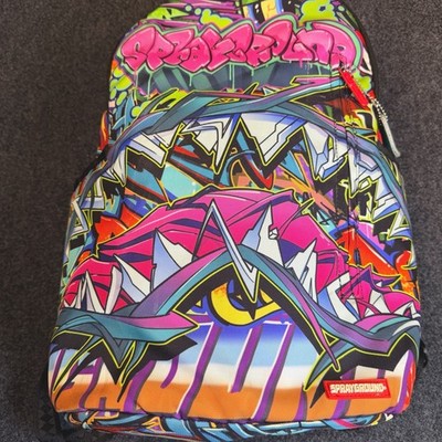 Sprayground Limited Edition Graffiti Shark Backpack Book Bag Authentic