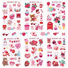 30 Sheets Valentine's Day Scrapbook Stickers Love Heart Journal Decals for Weddi