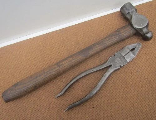 Old WW2 Military Marked Ball Pein Hammer & War Department Pliers Hand Tool