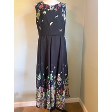 Whimsi Floral Butterfly Sleeveless Maxi Dress Black L NWT boho dainty cottage y