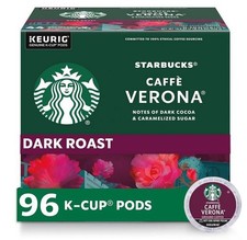 Starbucks K-Cup Coffee Pods, Dark Roast Hot or Iced Coffee, Caff  Verona, 96 Keu