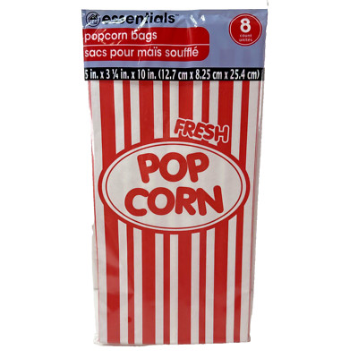 NEW Essentials Retro Popcorn Bags MOVIE NIGHT FUN! 8 Bags