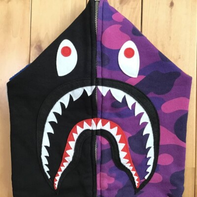 BAPE × Purple camo shark full zip hoodie A Bathing Ape Size L | eBay