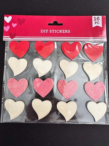 Valentine's Day Glitter Wood DIY Stickers Scrapbooking Crafts NEW - Picture 6 of 9