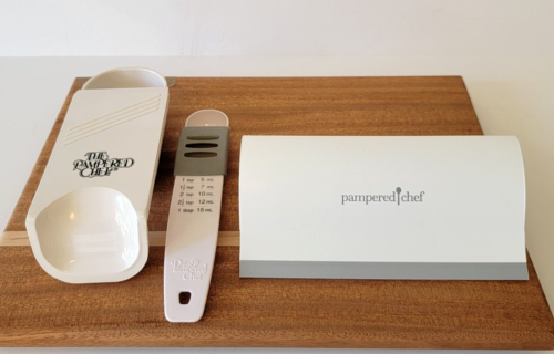Pampered Chef Kitchen Tools Handy Scraper, Adjustable Measuring Cup And Spoon
