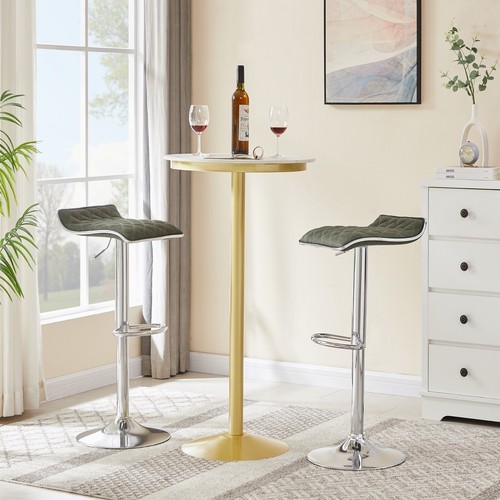 Set of 2 Leather Swivel Bar Stools Adjustable Kitchen Counter Height Pub Chairs - Picture 16 of 38