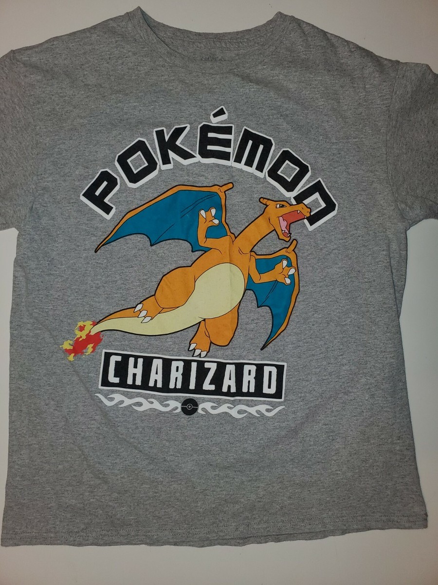★ Phyps Department★ Pokemon Evolution Short Sleeve Charco Pokemon Charizard Shirt Gray XL Short Sleeve Youth T-Shirt