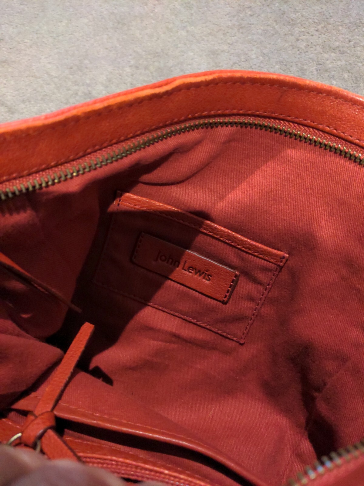 John Lewis Red Leather Roomy Handbag Shoulderbag eBay