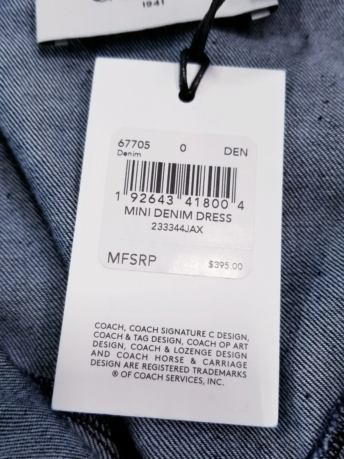 Coach 67705 Mini Abito Denim Tg 0