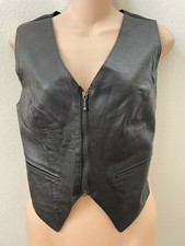 Vintage Genuine Lightweight Leather Zippered Vest with Pockets, Size Small
