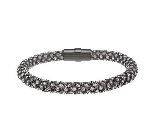 VicenzaSilver .925 Sterling Silver Crystal Bracelet Black Rhodium NEW QVC - Picture 2 of 6