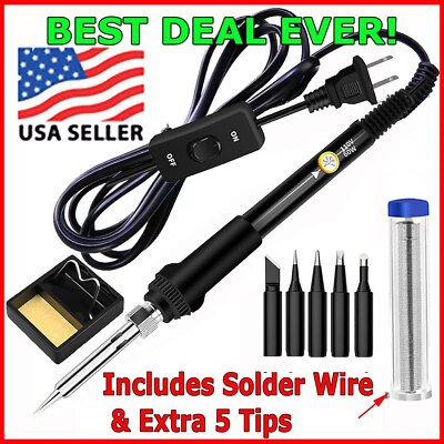 ILIBILIB 60W Soldering Iron Kit - Adjustable Temperature (200-450°C), 110V, Includes Solder & Tips