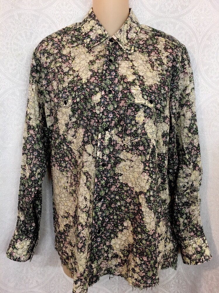 Camicia Saint Laurent multi floreale cotone oversize anni 70 taglia S