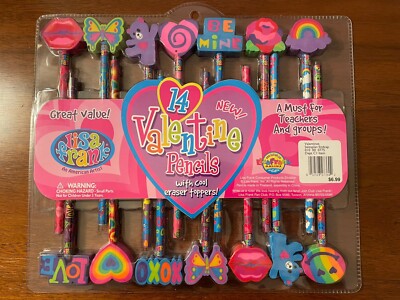 NEW NIB Lisa Frank 14 Valentines Pencils W/ Erasers