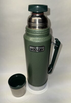 VTG Aladdin Stanley A-944 DH Steel Quart Thermos Green Bottle USA 14  T4