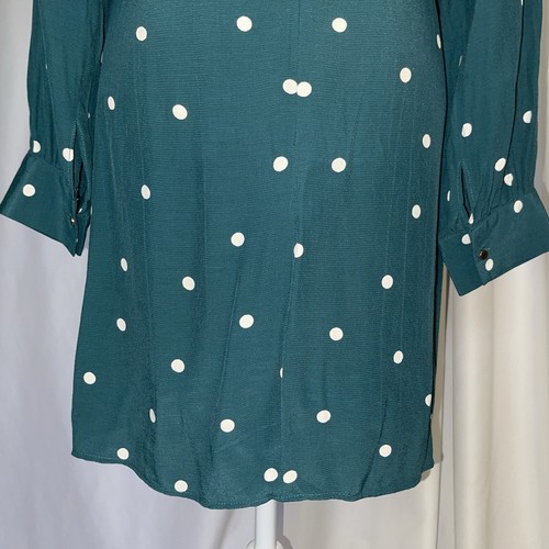 Topshop Forrest Green Long Sleeve Polka Dot Mini Dress Size US 8 - Picture 10 of 12