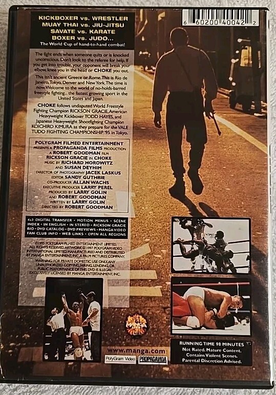 Choke (2000 Polygram/Manga Live DVD Robert Goodman NR) Rickson Gracie