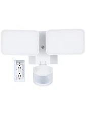 LED Security Light with GFCI Outlets& Motion Sensor, Dusk to Dawn