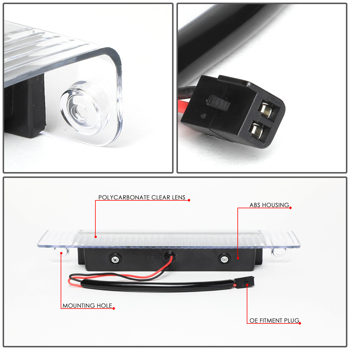 LED Third Brake Light For Chevy Express & GMC Savana 2003-2017 – Black Housing, Red LED