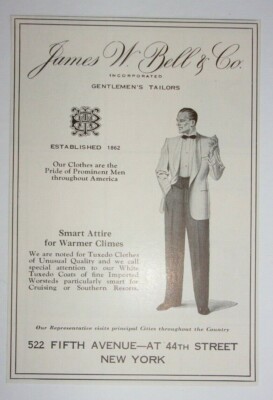 1938 James W. Bell &Co. Gentlemen's Tailors Advertisement New York