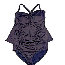 LANDS' END 2 Piece Tankini Swimsuit Set Size 16W Chocolate Brown