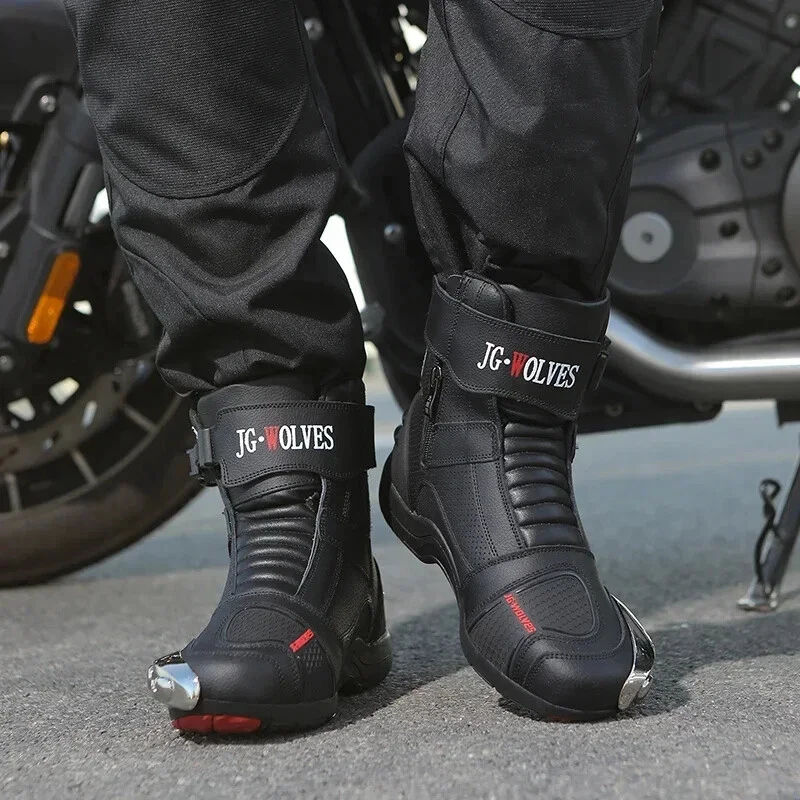 Hombres Botas de Motocicleta Motocicleta Zapatos de Protección al Tobillo Montar Exterior Calzado Foto 4 de 4