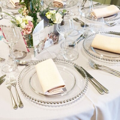 Luxury Silver Rim Charger Plates Large Pearl Beads Clear Glass