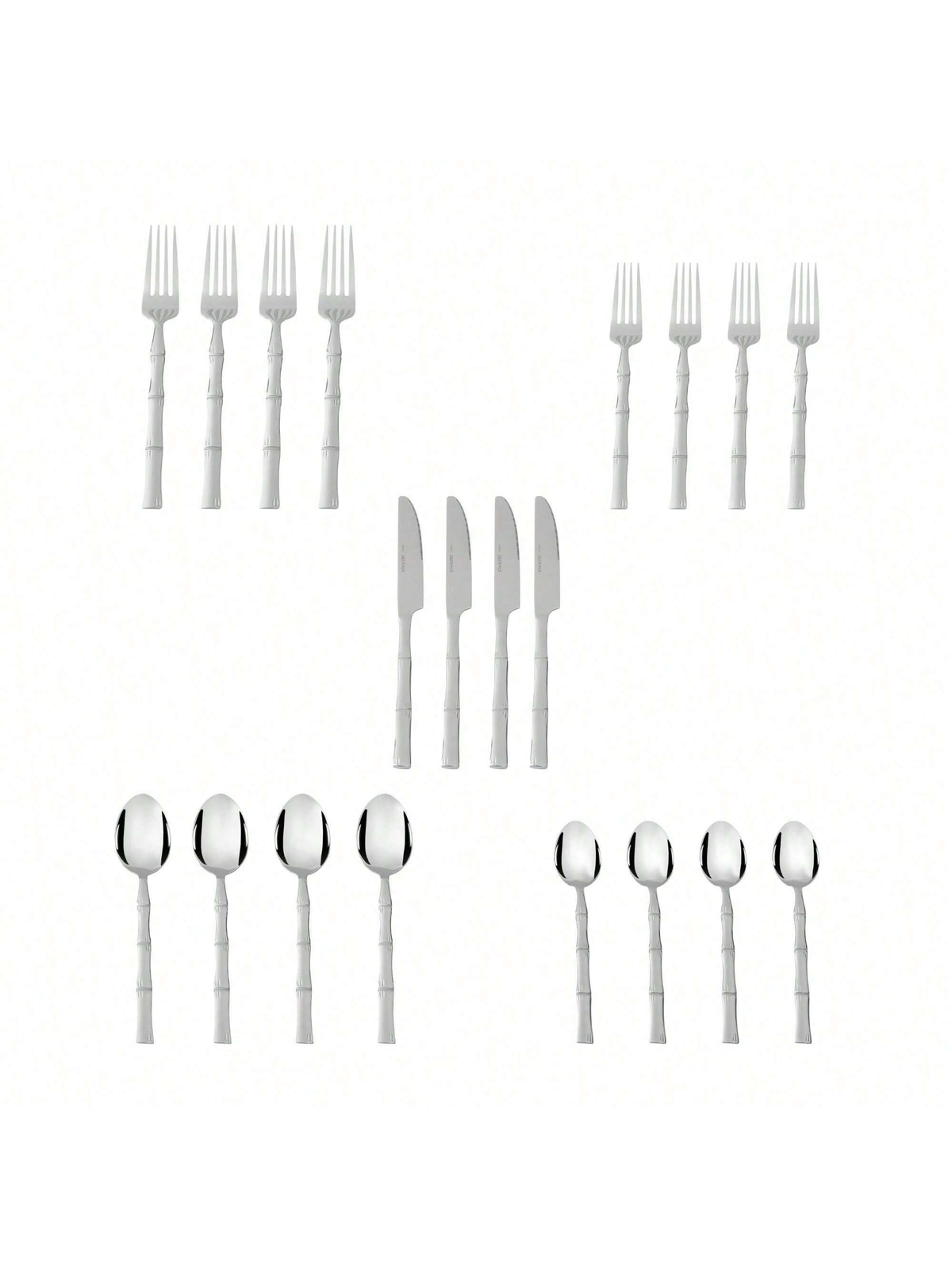 Mainstays Bamboo Design Stainless Steel Flatware Set, 20 Pieces, Service For 4