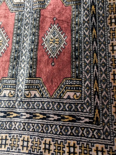 Wool Oriental Rug Bukhara Tribal Design Silky Carpet 4x7 Vintage - Picture 6 of 9
