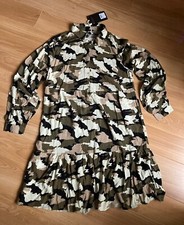 Ladies next maternity camouflage long sleeve nursing dress buttons size 10