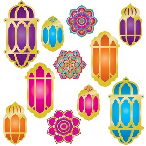 11 Foil Lantern Mandala Cutouts Hanging Decor Arabian Nights