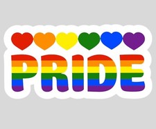 Pride with Rainbow Hearts STICKER Gay