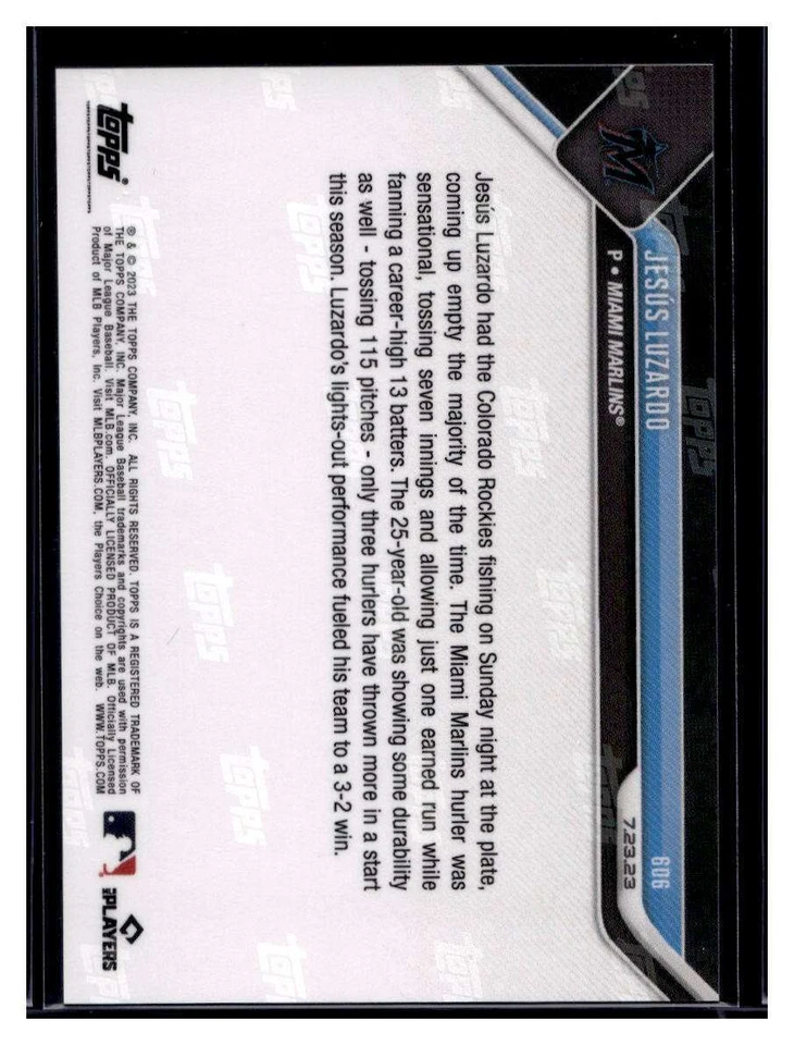 2023 Topps Now #606 Jesus Luzardo Red Parallel Card #d /10 - Image 2 of 2