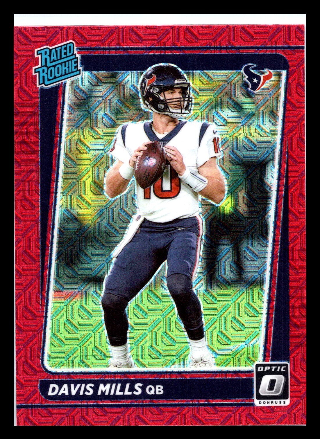 Davis Mills 2021 Donruss Optic Red Hyper Prizm RC Houston Texans #222 Rookie