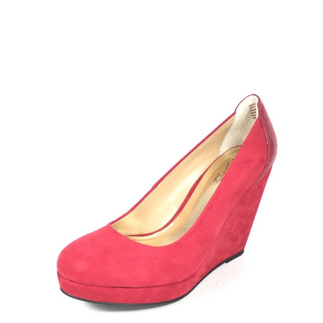 red wedge shoes