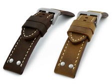 MENS RIVETED STRONG GENUINE LEATHER STRAP MILITARY PILOT BAND 20 22 24 MM us