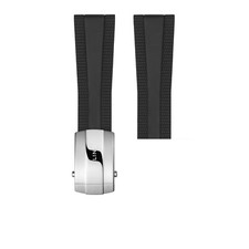 New 24mm Authentic BREITLING Rubber Strap Black Diver Watch Band Silver Buckle T