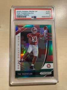 2020 Panini Prizm DP #101 Tua Tagovailoa Green Prizm PSA 9 MINT Rookie RC